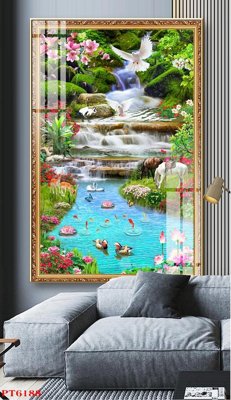 File gốc in ấn Tranh sơn thủy thác nước PT6188 chuẩn màu CMYK