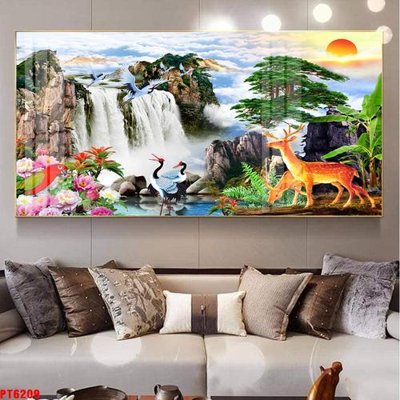 File gốc Tranh sơn thủy thác nước PT6209 (bản quyền) cho in ấn