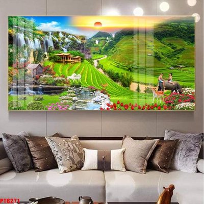 Hình ảnh file gốc Tranh sơn thủy thác nước PT6271 (chất lượng cao)