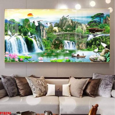 File gốc Tranh sơn thủy thác nước PT6291 (dành cho trang trí nội thất)