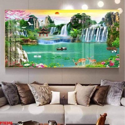 Tải file gốc Tranh sơn thủy thác nước PT6305 (bản PSD) chỉnh sửa được