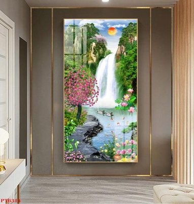 Tệp tin gốc Tranh sơn thủy thác nước PT6314 (chất lượng) Tranh sơn thủy thác nước PT6314
