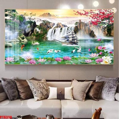 Tải xuống file tranh gốc Tranh sơn thủy thác nước PT6339 (PSD/TIFF)