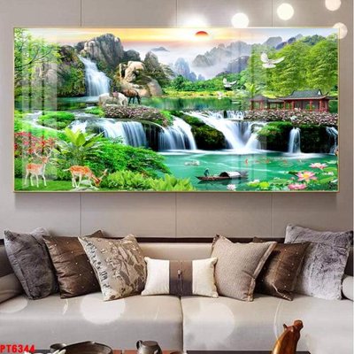 Mua file gốc Tranh sơn thủy thác nước PT6344 (chất lượng) tại Filetranh.com