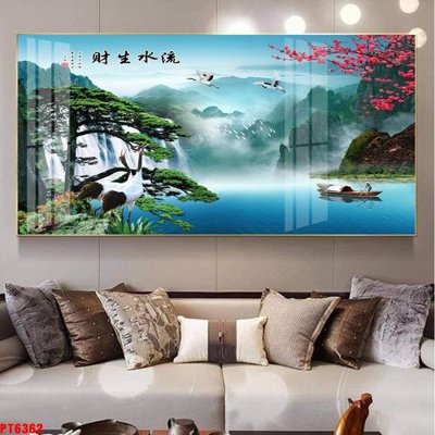 Hình ảnh gốc Tranh sơn thủy thác nước PT6362 (để in khổ lớn)