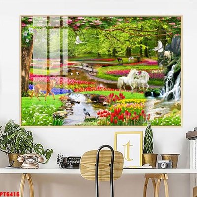 Tải file PSD Tranh sơn thủy thác nước PT6416 (nguyên layer) để in