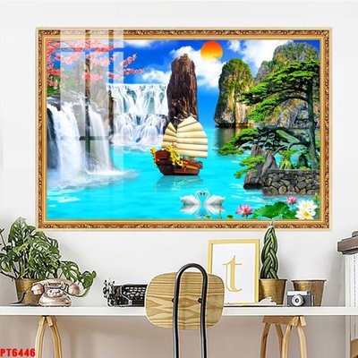 File gốc Tranh sơn thủy thác nước PT6446 (PSD/TIFF) độ phân giải cao
