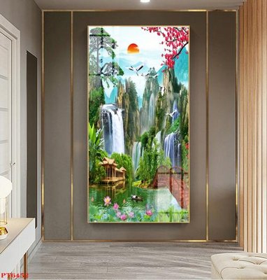 Tải file gốc Tranh sơn thủy thác nước PT6452 (in khổ lớn) quảng cáo