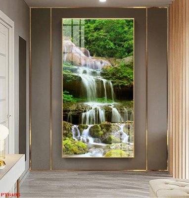 File tranh quảng cáo Tranh sơn thủy thác nước PT6495 (download file gốc)