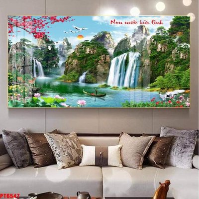 Tải file Tranh sơn thủy thác nước PT6547 (gốc) chủ đề tôn giáo