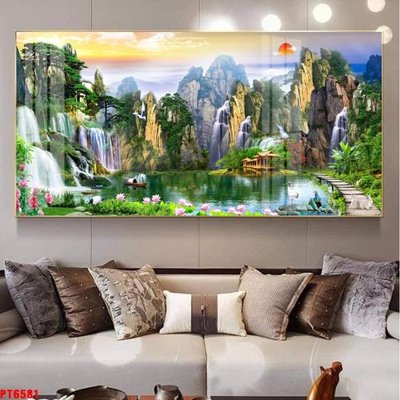 File gốc Tranh sơn thủy thác nước PT6581 (trang trí) cho phòng khách
