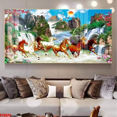 Download file Tranh sơn thủy thác nước PT6591 (gốc) in mica bàn thờ