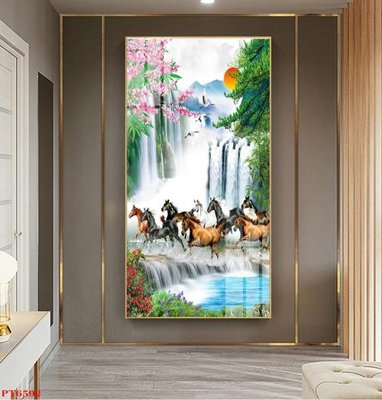 Download file tranh Tranh sơn thủy thác nước PT6592 (file gốc PSD)