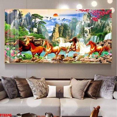 File tranh gốc Tranh sơn thủy thác nước PT6595 chủ đề hiện đại