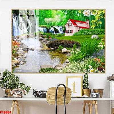 File PSD Tranh sơn thủy thác nước PT6604 (nguyên gốc) chất lượng cao