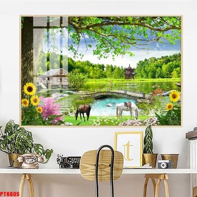 File PSD Tranh sơn thủy thác nước PT6605 (gốc) tách lớp chi tiết