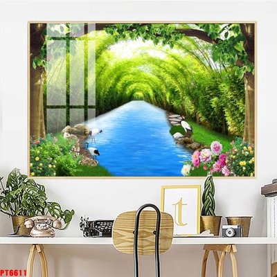 File PSD Tranh sơn thủy thác nước PT6611 (bản gốc) dễ dàng edit