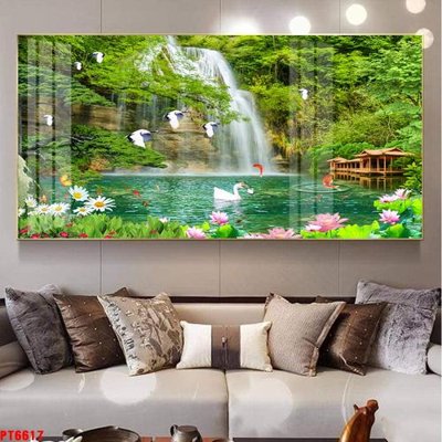 File gốc Tranh sơn thủy thác nước PT6617 (cho in 3D) độc đáo