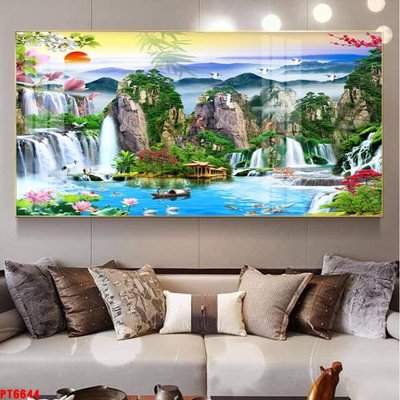 Tải file Tranh sơn thủy thác nước PT6644 (ảnh gốc) in gạch men