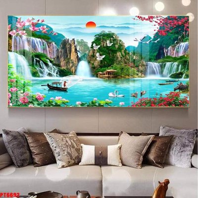 File gốc Tranh sơn thủy thác nước PT6692 (bản quyền) cho in ấn