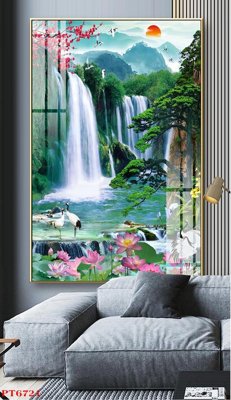 Tải file Tranh sơn thủy thác nước PT6721 (gốc) in ấn chất lượng