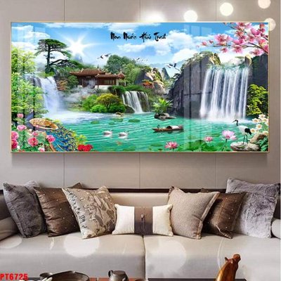 File tranh Tranh sơn thủy thác nước PT6725 (gốc) chủ đề thành phố