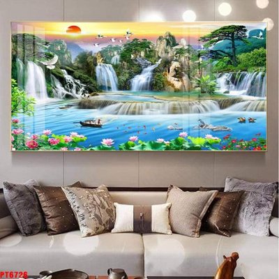 File tranh Tranh sơn thủy thác nước PT6726 (gốc) chủ đề trẻ em