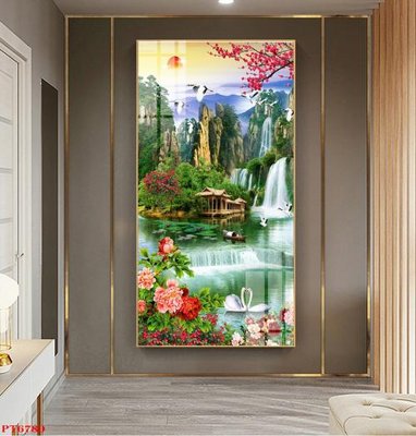 Download file gốc Tranh sơn thủy thác nước PT6780 (dùng cho in ấn)