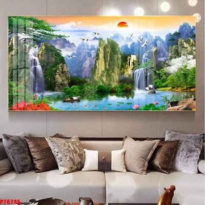 File tranh Tranh sơn thủy thác nước PT6785 (ảnh gốc) không bị mờ