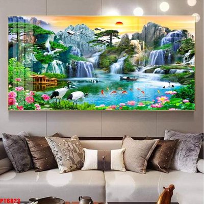 Download file Tranh sơn thủy thác nước PT6823 (chất lượng in ấn)