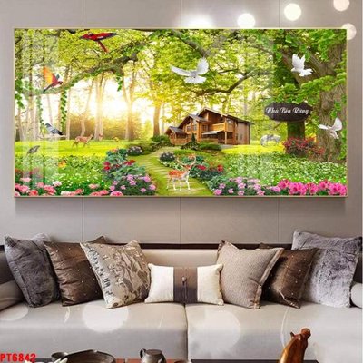 File tranh quảng cáo Tranh sơn thủy thác nước PT6842 (file gốc) chuyên nghiệp