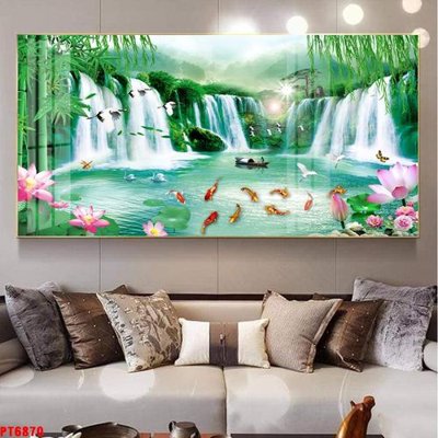 File PSD Tranh sơn thủy thác nước PT6870 (gốc) tách lớp chi tiết