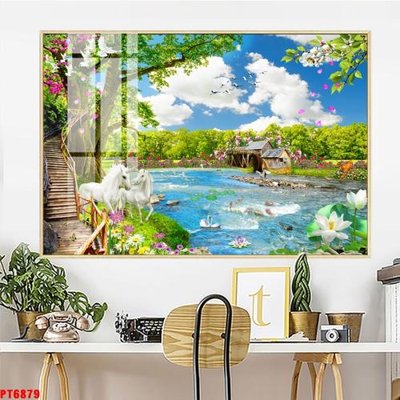 Tải file Tranh sơn thủy thác nước PT6879 (gốc) chủ đề tôn giáo