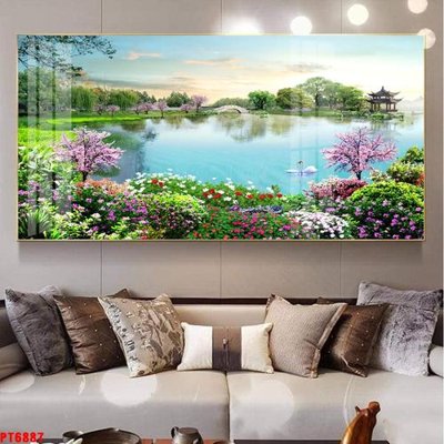 File tranh Tranh sơn thủy thác nước PT6887 (ảnh gốc) chi tiết rõ ràng