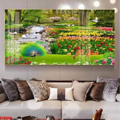 File tranh Tranh sơn thủy thác nước PT6889 (ảnh gốc) chi tiết rõ ràng