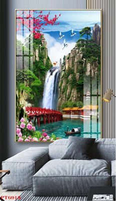 File gốc Tranh sơn thủy thác nước PT6918 (chuẩn màu) cho in offset