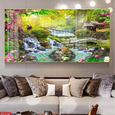 File gốc Tranh sơn thủy thác nước PT6950 (thiết kế) độc quyền