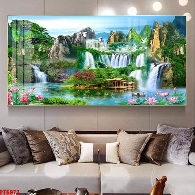 Tải về file gốc Tranh sơn thủy thác nước PT6973 (chuẩn in ấn)