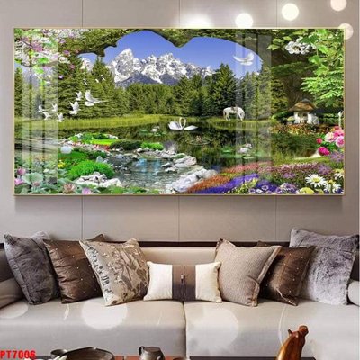 Tải file Tranh sơn thủy thác nước PT7006 (gốc) làm file quảng cáo