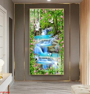 Tải file Tranh sơn thủy thác nước PT7008 (gốc) chủ đề phong thủy