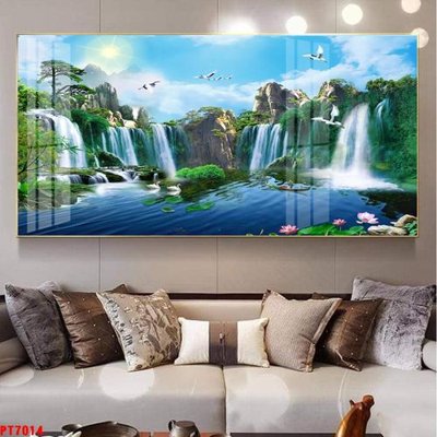 Tệp tin gốc Tranh sơn thủy thác nước PT7014 (dùng cho in) Tranh sơn thủy thác nước PT7014