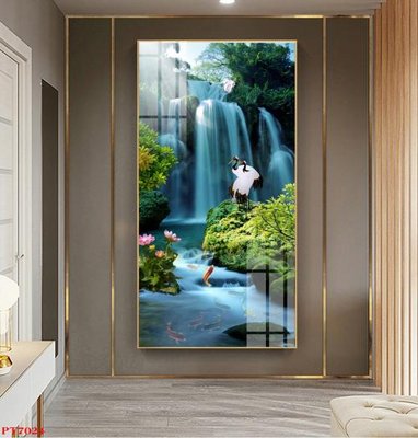 File gốc Tranh sơn thủy thác nước PT7024 (ảnh chi tiết) để in lụa