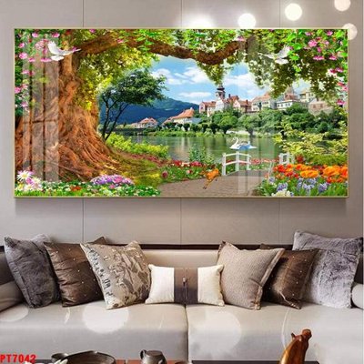 File tranh Tranh sơn thủy thác nước PT7042 (gốc) chủ đề động vật