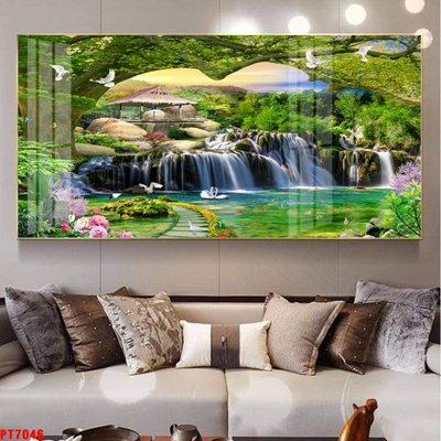 Tải file Tranh sơn thủy thác nước PT7046 (PSD) cho in ấn quảng cáo