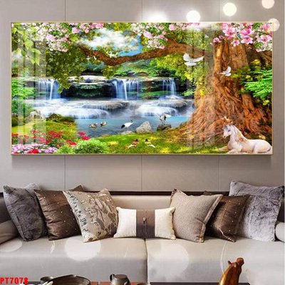 File gốc Tranh sơn thủy thác nước PT7078 (in mica) cắt laser