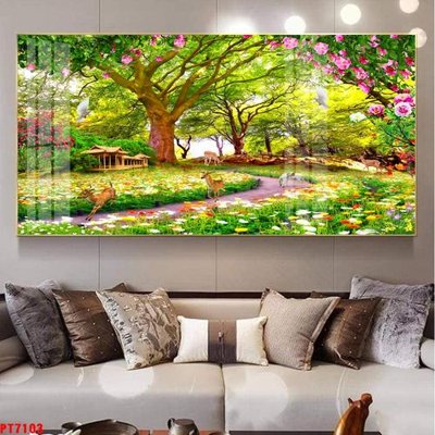 File ảnh Tranh sơn thủy thác nước PT7103 (gốc) cho trang trí nội thất