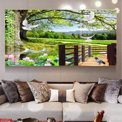 File PSD Tranh sơn thủy thác nước PT7108 (nguyên bản) cho thiết kế