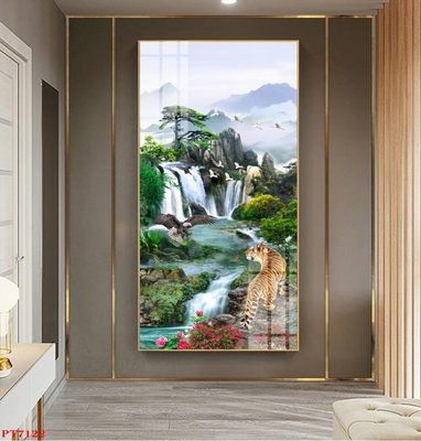 File gốc Tranh sơn thủy thác nước PT7122 (phong cách) tối giản