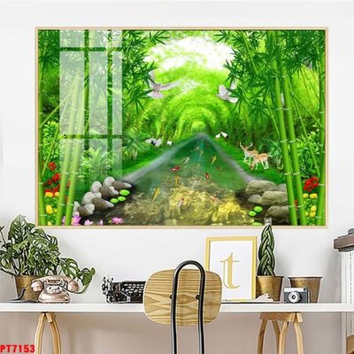 File gốc in ấn Tranh sơn thủy thác nước PT7153 (sẵn sàng tải về)