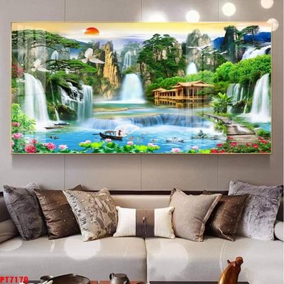 Download file Tranh sơn thủy thác nước PT7170 (chuẩn in) Tranh sơn thủy thác nước PT7170